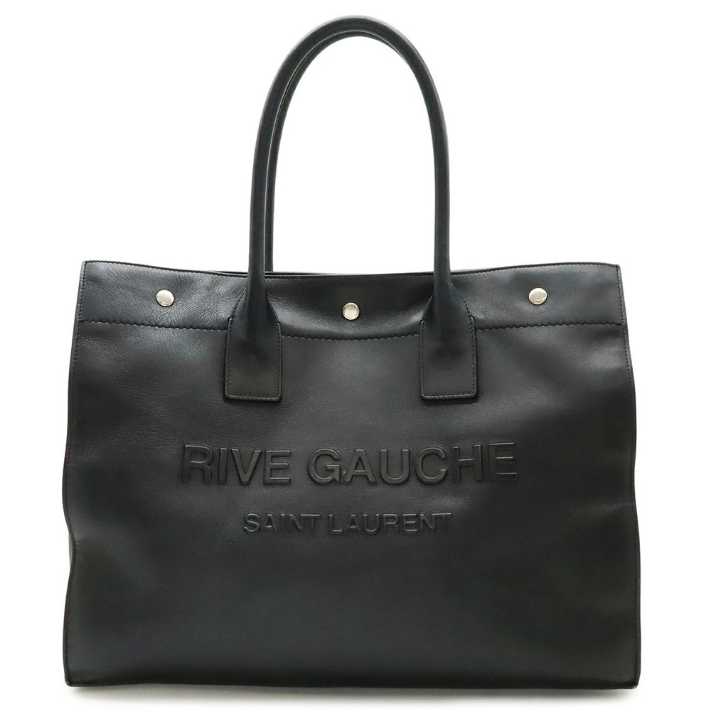 SAINT LAURENT PARIS YSL Yves Rive Gauche Tote Bag Shoulder Leather Black